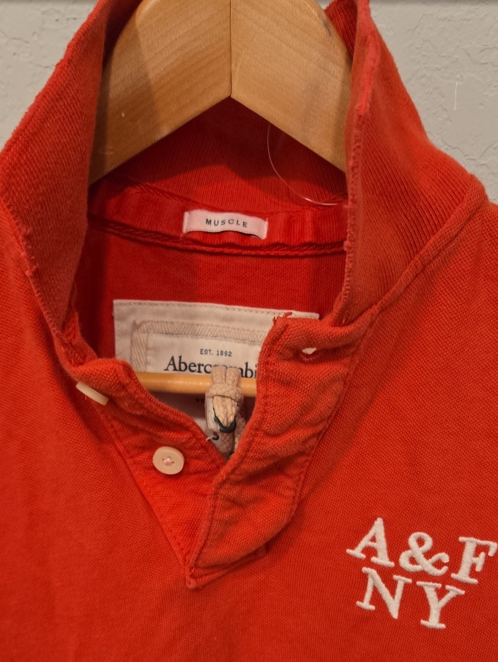 Abercrombie & Fitch Orange Polo with White Embroidered Logo